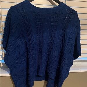 Minnie Rose Deep Blue Cable Knit Sweater